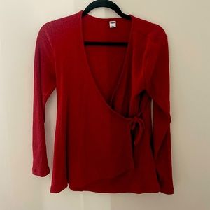 old navy wrap front rib knit top